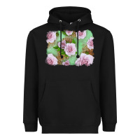 Black Pink Roses Background Heavyweight Hoodie - LillyAllenDesigns