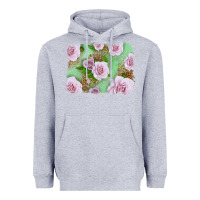 Heather Grey Pink Roses Background Heavyweight Hoodie - LillyAllenDesigns