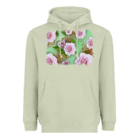 Matcha Pink Roses Background Heavyweight Hoodie - LillyAllenDesigns