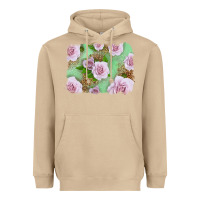 Mushroom Pink Roses Background Heavyweight Hoodie - LillyAllenDesigns