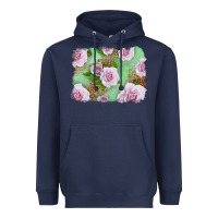 Navy Pink Roses Background Heavyweight Hoodie - LillyAllenDesigns