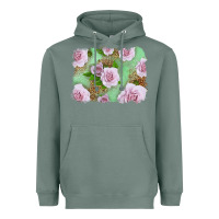 Sage Pink Roses Background Heavyweight Hoodie - LillyAllenDesigns