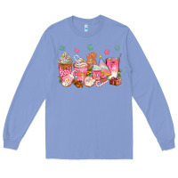 Colony Blue Pink gingerbread coffee cups Long Sleeve Tee - texasbilliewilder