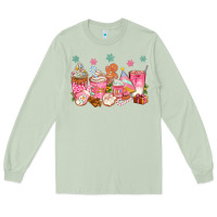 Matcha Pink gingerbread coffee cups Long Sleeve Tee - texasbilliewilder