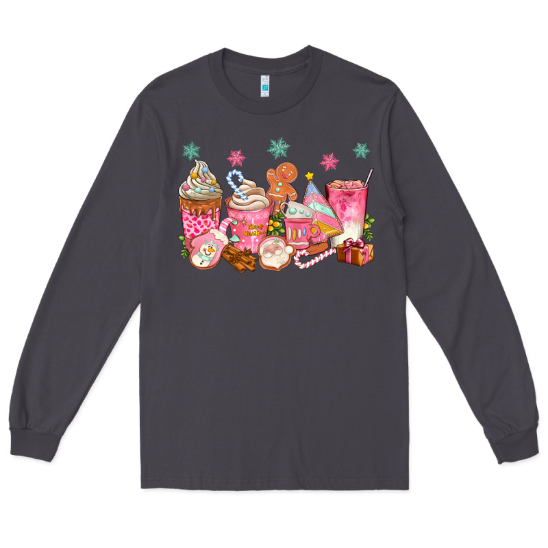 Pink Gingerbread Coffee Cups Long Sleeve Tee by texasbilliewilder | Teevron