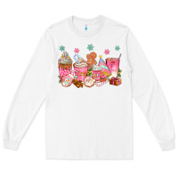 White Pink gingerbread coffee cups Long Sleeve Tee - texasbilliewilder