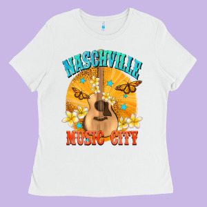 Naschville Music City Ladies Tee Designed By Nancycooperartshop