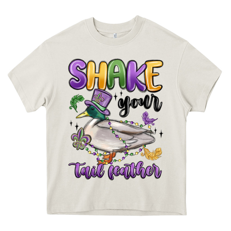 Shake Your Tail Feather Mardi Gras Heavy Core Tee by MaliasSmallBusiness | Teevron