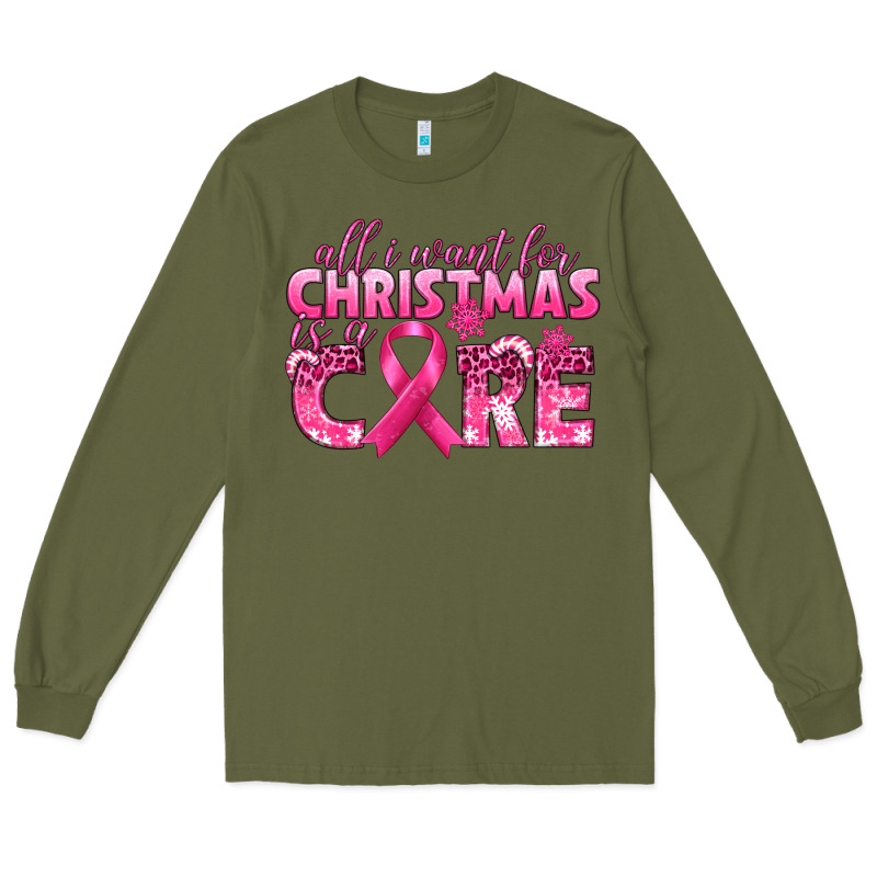 All I Want For Christmas Is A Cure Breast Cancer Long Sleeve Tee by texasbilliewilder | Teevron