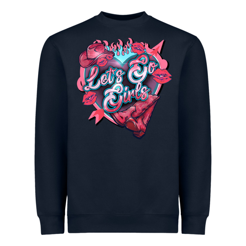 Let's Go Girls Pink Valentine's Day Heavyweight Sweatshirt by HowdyJamesFarm | Teevron