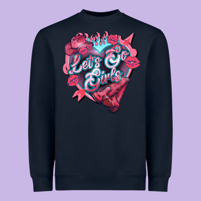 Let's Go Girls Pink Valentine's Day Heavyweight Sweatshirt Designed By Howdyjamesfarm