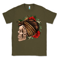 Army Green leopard bandana and roses skull Classic Tee - Jasminsmagicworld