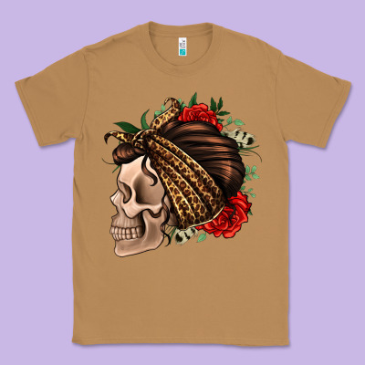 Leopard Bandana And Roses Skull Classic Tee Designed By Jasminsmagicworld