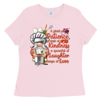 Bubblegum Pink patience a dash of kindness Ladies Tee - NancyCooperArtShop