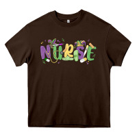 Chocolate Brown nurse mardi gras Heavy Core Tee - MaliasSmallBusiness