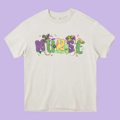Nurse Mardi Gras Heavy Core Tee Designed By Maliassmallbusiness