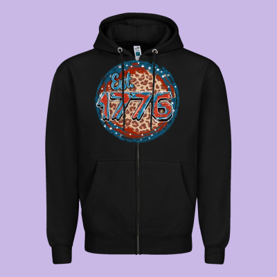 Est. 1776 Zipper Hoodie Designed By Fadigitalartstudio
