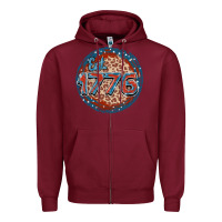 Burgundy Est. 1776 Zipper Hoodie - FaDigitalArtStudio