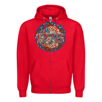 Red Est. 1776 Zipper Hoodie - FaDigitalArtStudio