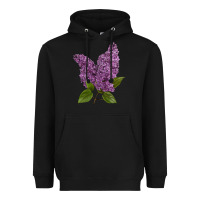 Black Purple Lilac Flower Heavyweight Hoodie - LillyAllenDesigns