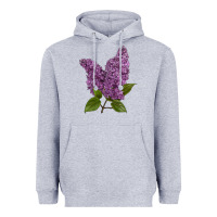 Heather Grey Purple Lilac Flower Heavyweight Hoodie - LillyAllenDesigns