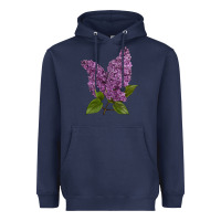 Navy Purple Lilac Flower Heavyweight Hoodie - LillyAllenDesigns