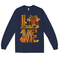 Navy Love fall cow Long Sleeve Tee - NancyCooperArtShop