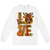 White Love fall cow Long Sleeve Tee - NancyCooperArtShop