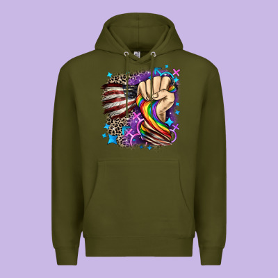 Lgbtq+ And American Flag Premium Hoodie Designed By Fadigitalartstudio