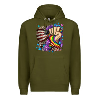 Army Green LGBTQ+ and American flag Premium Hoodie - FaDigitalArtStudio