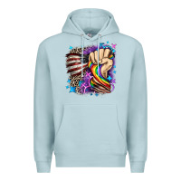 Blue Mist LGBTQ+ and American flag Premium Hoodie - FaDigitalArtStudio