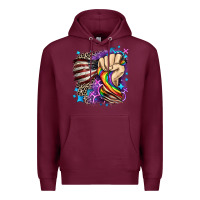 Burgundy LGBTQ+ and American flag Premium Hoodie - FaDigitalArtStudio