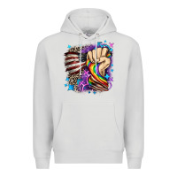 Dove Grey LGBTQ+ and American flag Premium Hoodie - FaDigitalArtStudio