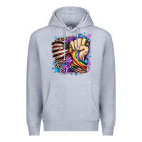 Heather Grey LGBTQ+ and American flag Premium Hoodie - FaDigitalArtStudio