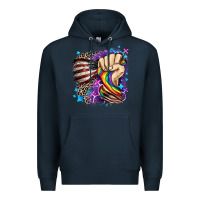 Navy LGBTQ+ and American flag Premium Hoodie - FaDigitalArtStudio