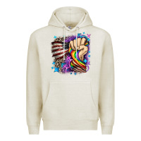 Oatmeal Heather LGBTQ+ and American flag Premium Hoodie - FaDigitalArtStudio