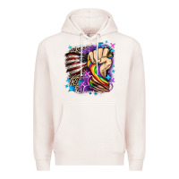 Pale Pink LGBTQ+ and American flag Premium Hoodie - FaDigitalArtStudio