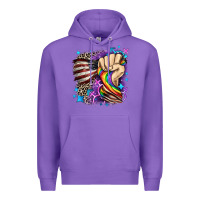 Purple LGBTQ+ and American flag Premium Hoodie - FaDigitalArtStudio