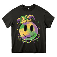 Asphalt smiley face mardi gras Heavy Core Tee - MaliasSmallBusiness