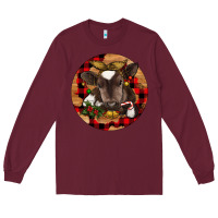 Burgundy Christmas Baby Cow Long Sleeve Tee - RanaPortraitStore