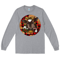 Heather Grey Christmas Baby Cow Long Sleeve Tee - RanaPortraitStore