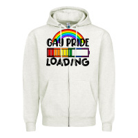 Oatmeal Heather Gay pride loading Zipper Hoodie - FaDigitalArtStudio