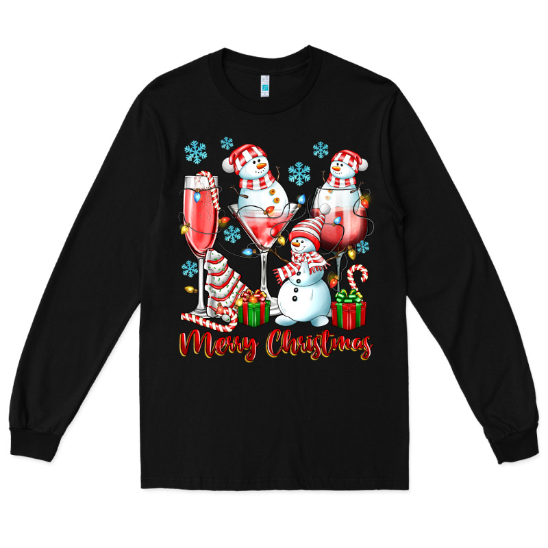 Merry Christmas Wine Glasses Long Sleeve Tee by texasbilliewilder | Teevron