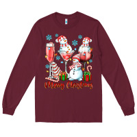 Burgundy merry christmas wine glasses Long Sleeve Tee - texasbilliewilder