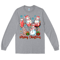 Heather Grey merry christmas wine glasses Long Sleeve Tee - texasbilliewilder
