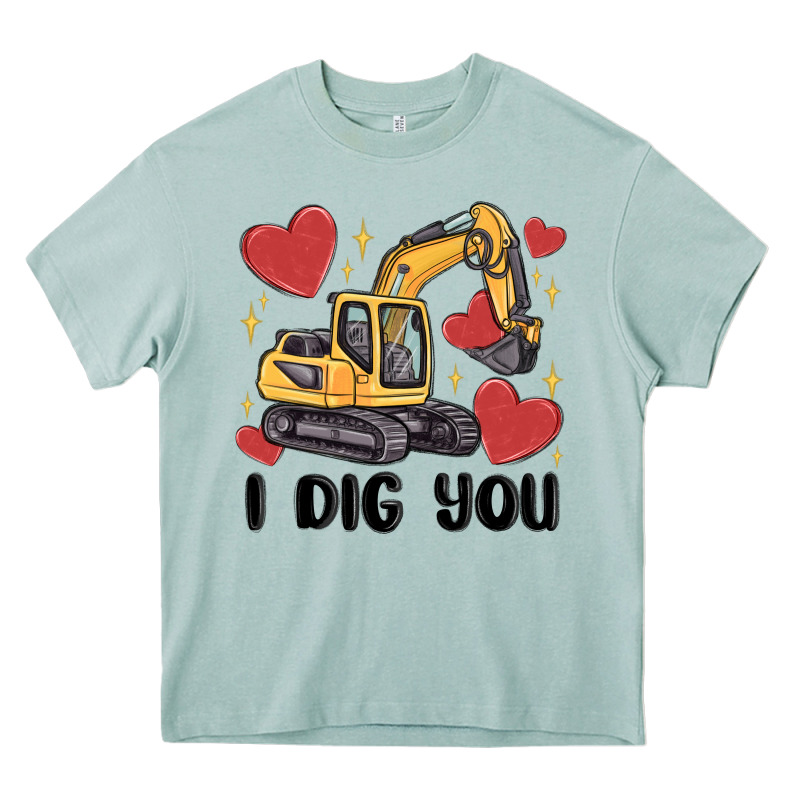 I Dig You Valentines Excavator Heavy Core Tee by MaliasSmallBusiness | Teevron