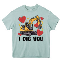 Arona i dig you valentines excavator Heavy Core Tee - MaliasSmallBusiness