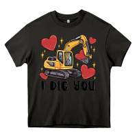 Asphalt i dig you valentines excavator Heavy Core Tee - MaliasSmallBusiness