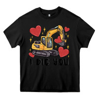Black i dig you valentines excavator Heavy Core Tee - MaliasSmallBusiness