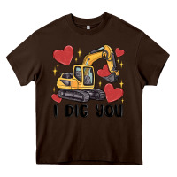 Chocolate Brown i dig you valentines excavator Heavy Core Tee - MaliasSmallBusiness